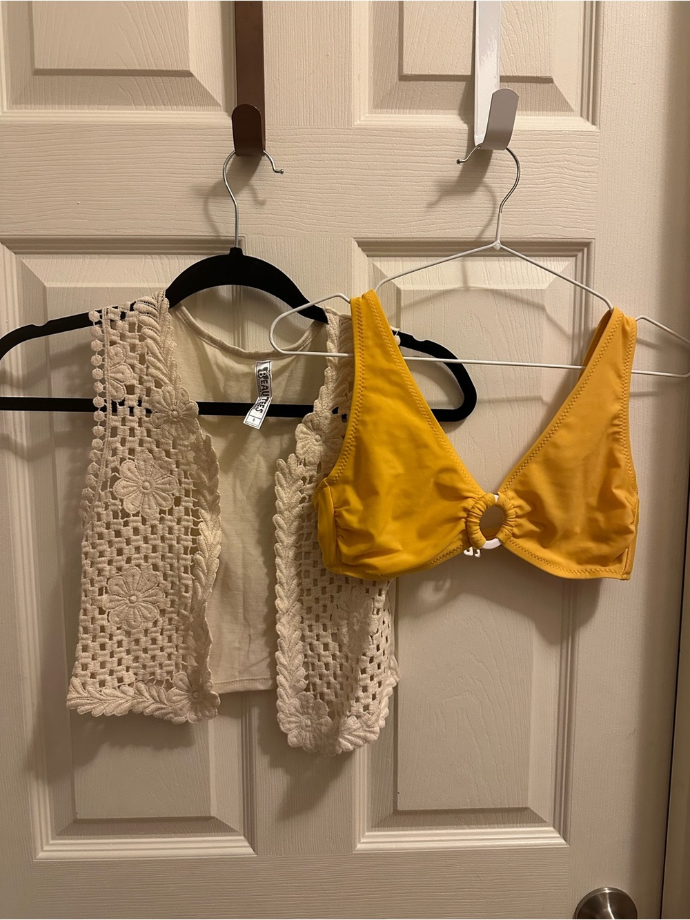 Beautees Lace Coverup plus Yellow Knot-Front Swim Too